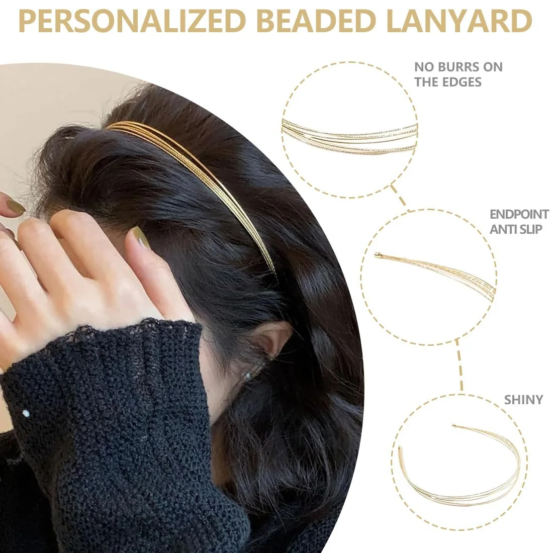 Обруч Метал Багатошаровий Тонкий Мода Золотий, фото №3 Обруч Метал Багатошаровий Тонкий Мода Золотий, фото №3