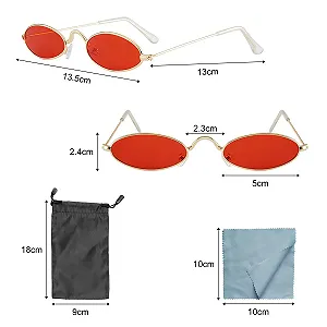 Сонцезахисні окуляри Ретро Хіпі Овальні в металевій оправі Сірий, Червоний synthetic.ua - Фото 1