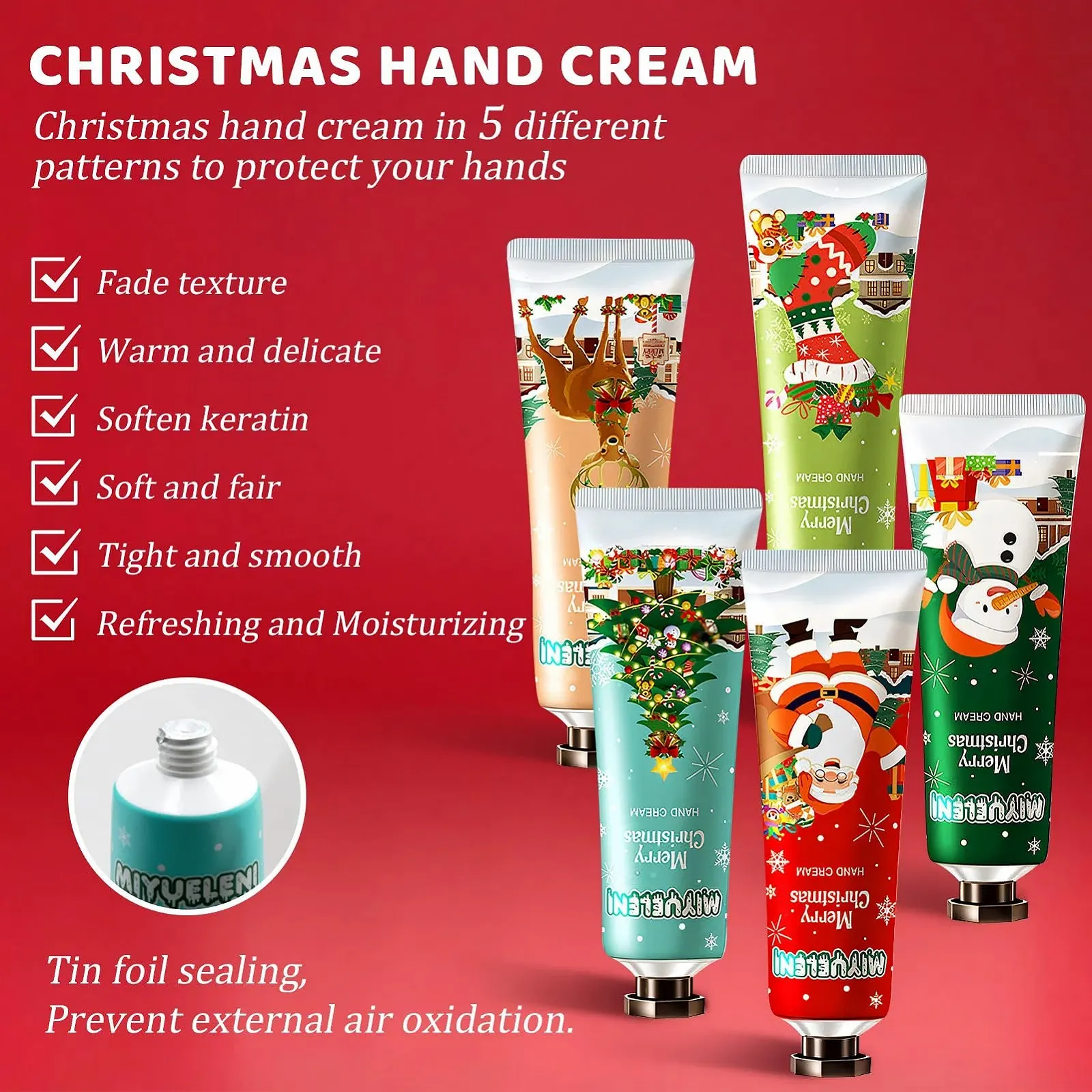 Крем для рук Різдвяний набір 5 шт Mini Hand Cream Set, фото №3
