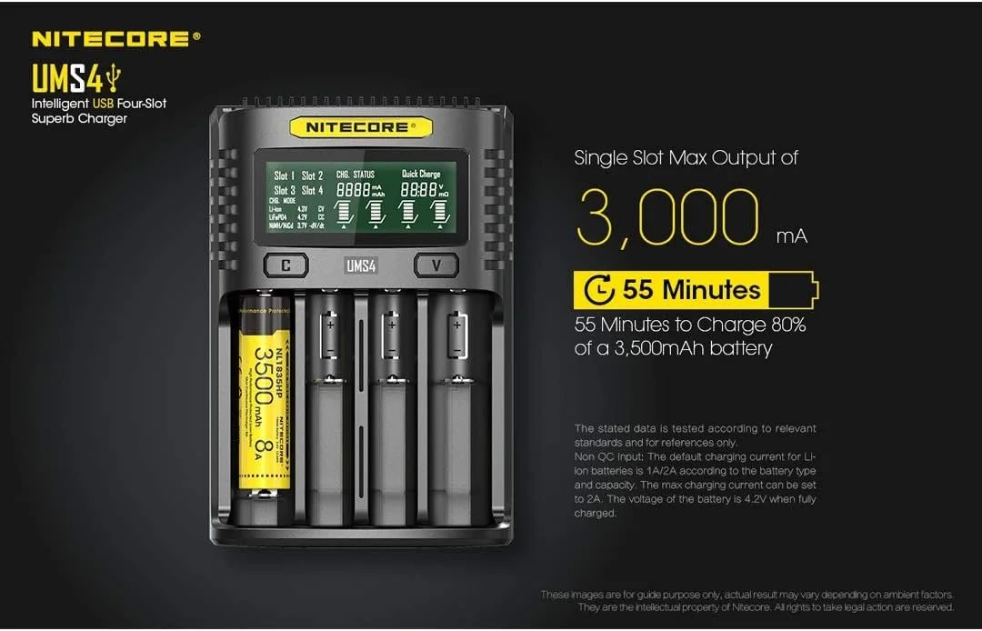 Универсальное Зарядное Устройство Nitecore UMS4, 3000 мА USB, Черный, фото №2 Универсальное Зарядное Устройство Nitecore UMS4, 3000 мА USB, Черный, фото №2