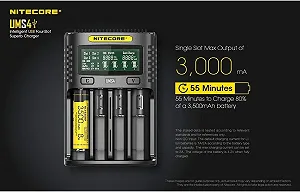 Универсальное Зарядное Устройство Nitecore UMS4, 3000 мА USB, Черный synthetic.ua - Фото 1