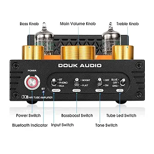 Ламповый усилитель Douk Audio X1/160 Вт + 160 Вт Bluetooth RCA / Black synthetic.ua - Фото 1