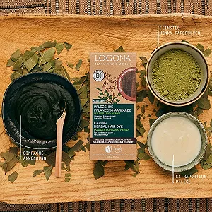 Рослинна фарба для волосся LOGONA Naturkosmetik Живильна, Веганська, Порошок з органічною хною для інтенсивного кольору та блиску, Попелясто-коричневий (Коричневий) - Фото 1