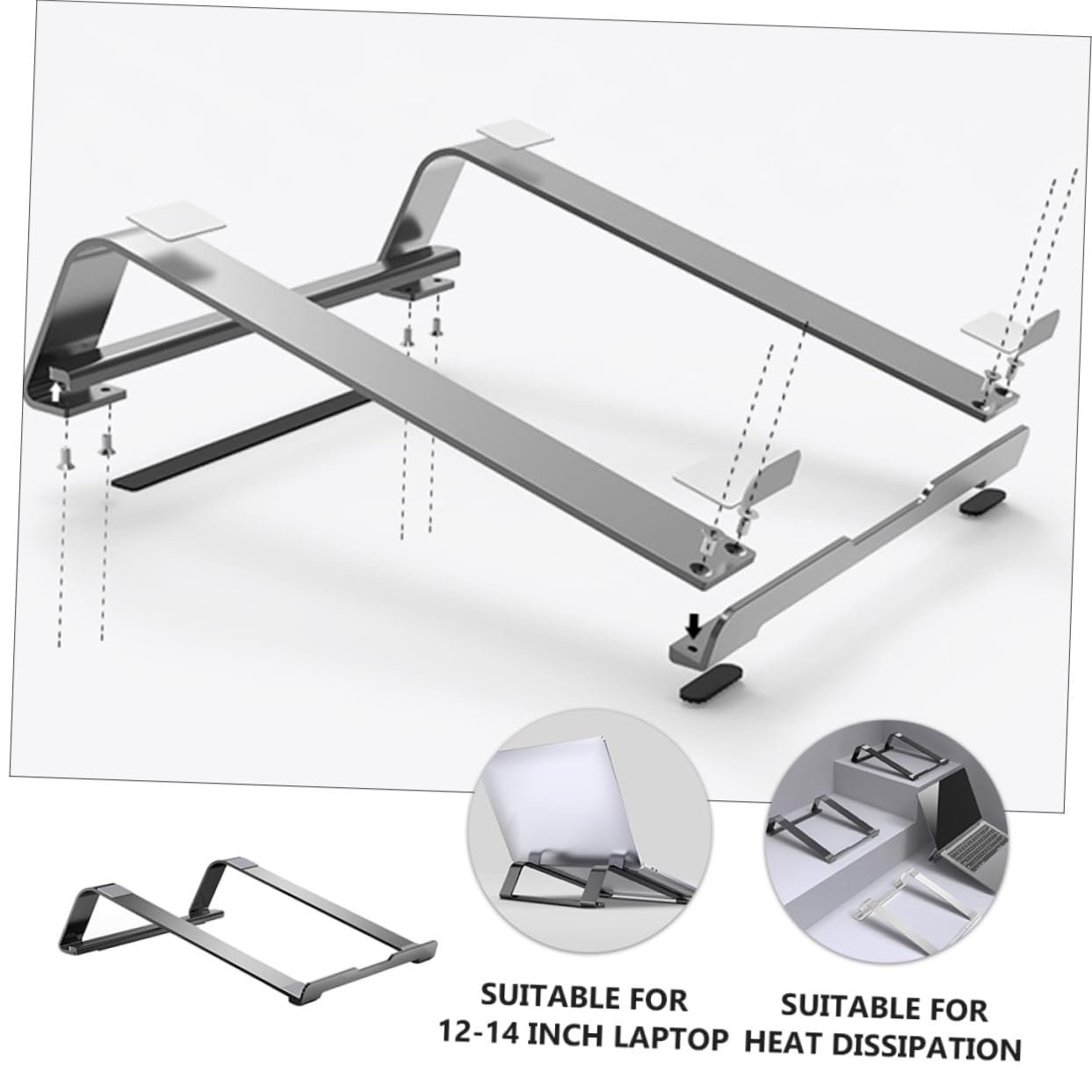 Підставка для ноутбука Tofficu з алюмінієвого сплаву, порожниста, охолоджуюча, нековзна, ергономічна, для кращої постави, фото №3