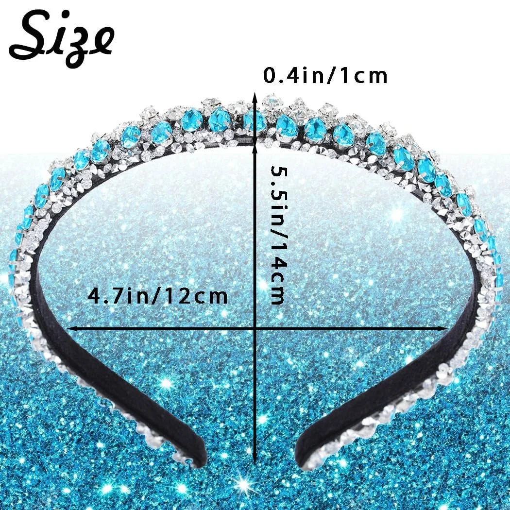 Обруч для волосся зі стразами Glitter Blue Crystal Тонкий, фото №6