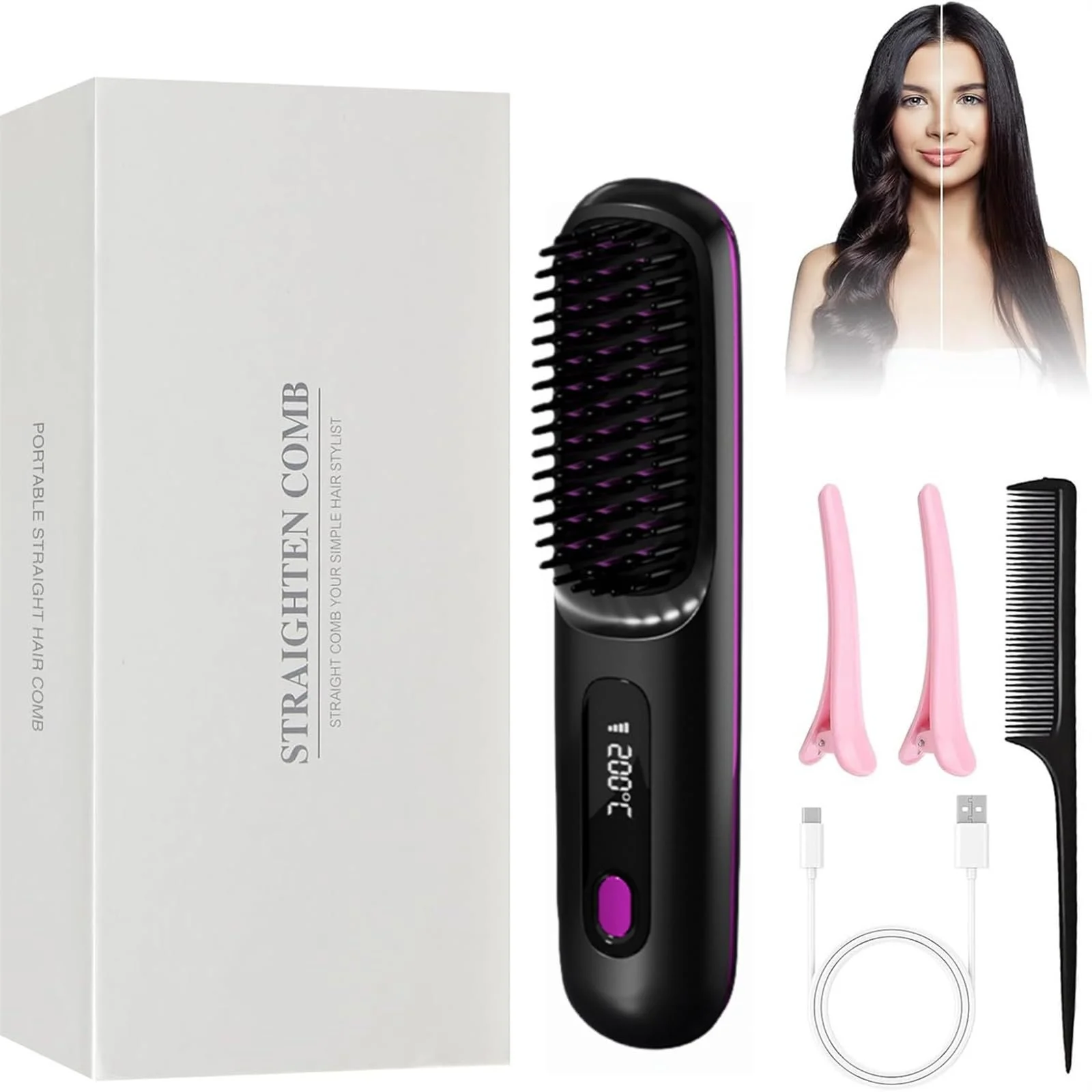 Щітка-випрямляч Eloura Berlin Eloura Portable Brush бездротова з технологією негативних іонів, фото №1