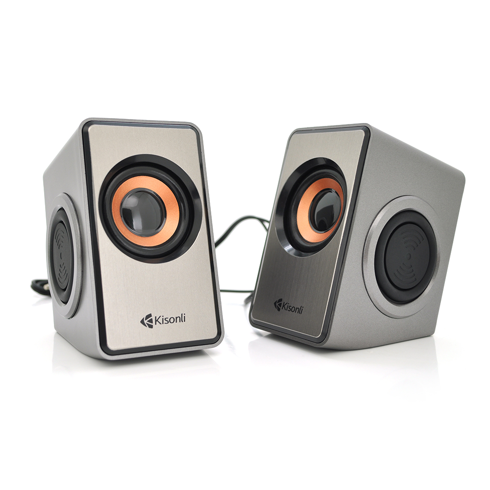Колонки 2.0 Kisonli T-007 для ПК і ноутбука USB 3.5mm, 2x3W 20Hz 20KHz Gray BOX Q40, фото №1