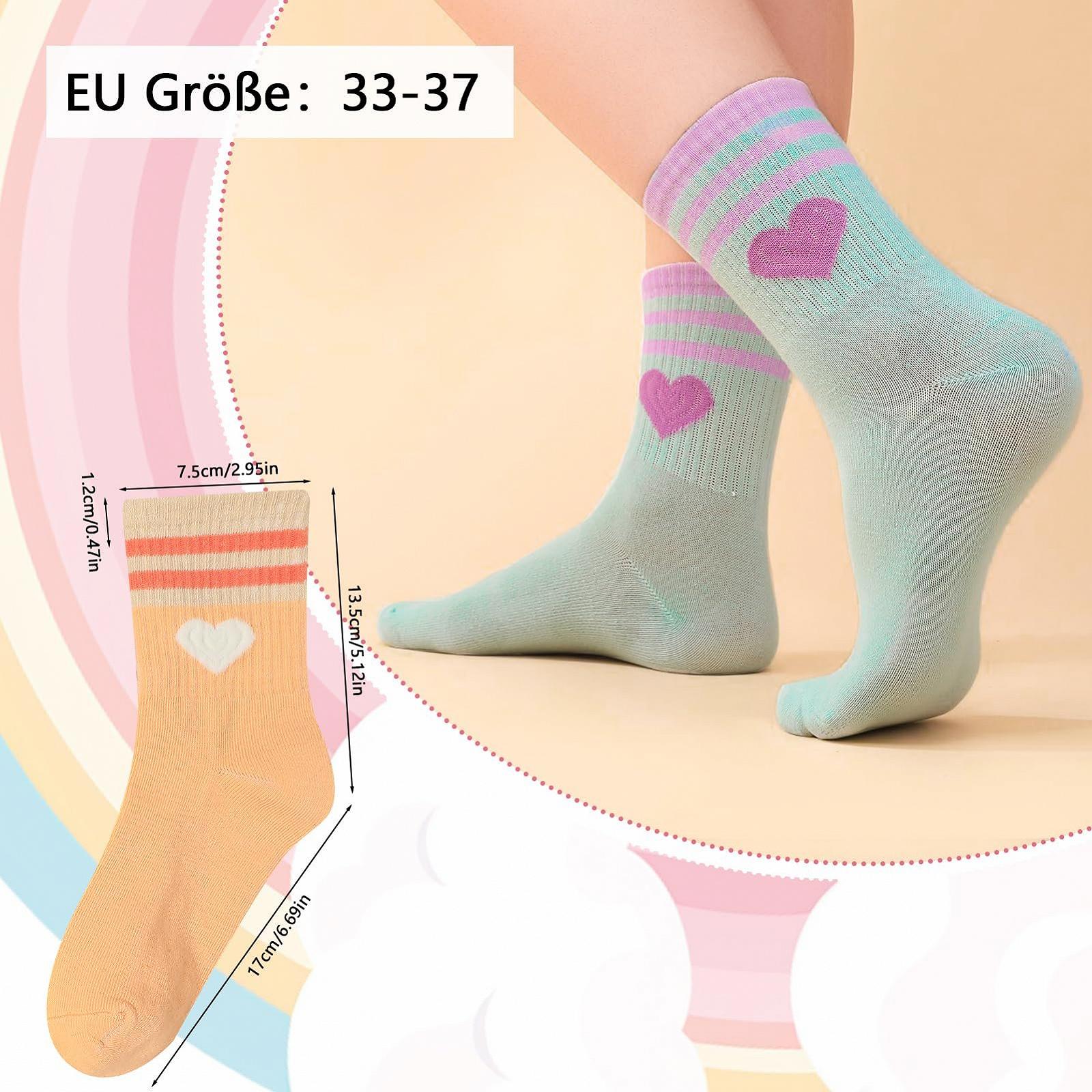 Женские носки с сердечком Размер 33-37, Спортивные носки в стиле ретро с полосками, Теннисные носки, Хлопковые носки для девочек, Носки для бега, Короткие носки (разноцветные), фото №2
