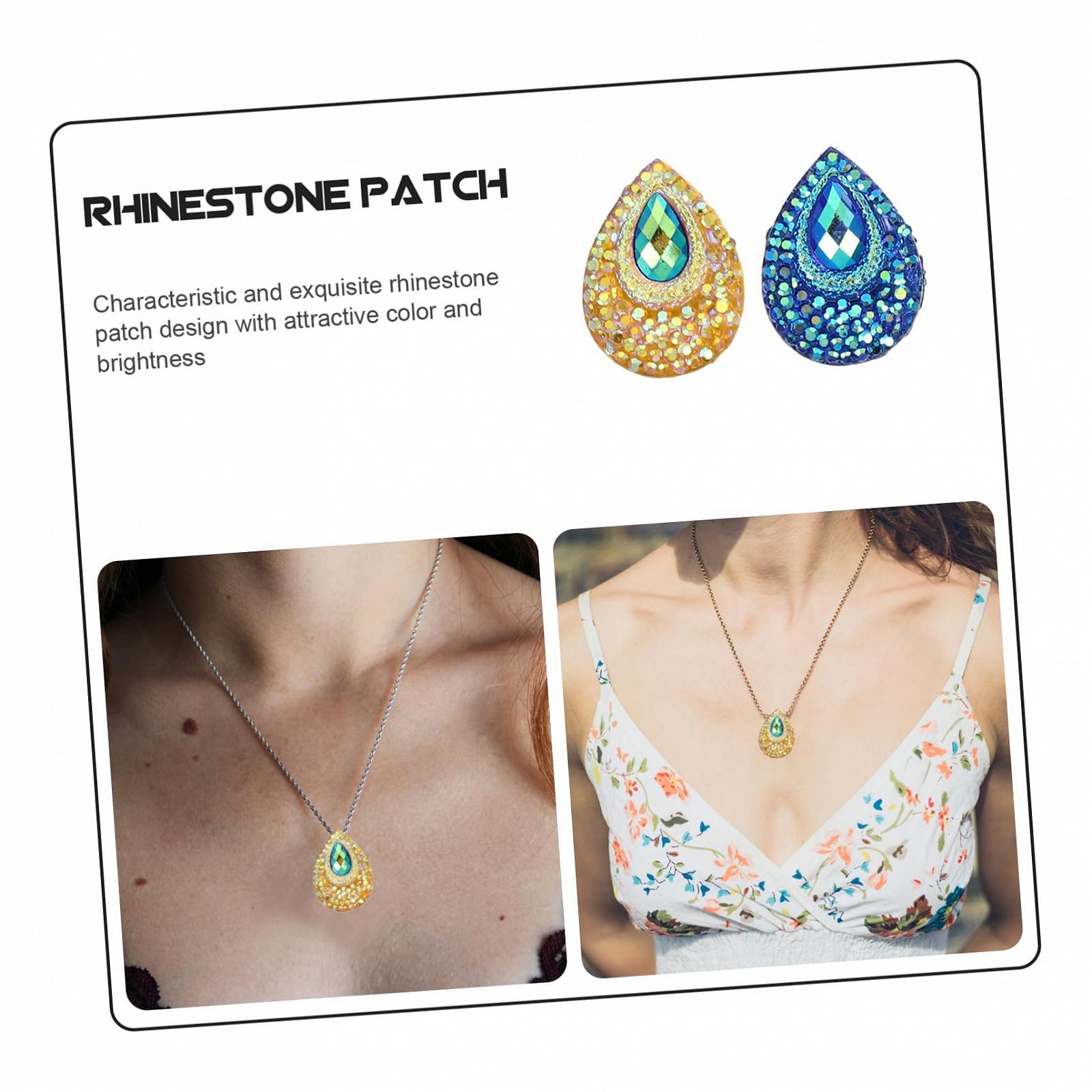 Стрази Крапля NUOBESTY 100 шт, смола, жовтий та синій, 18x13 мм, фото №7