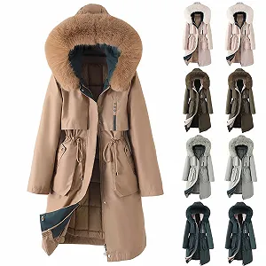 Теплая зимняя куртка Женская Элегантная Однотонная Парка 2023 synthetic.ua - Фото 1