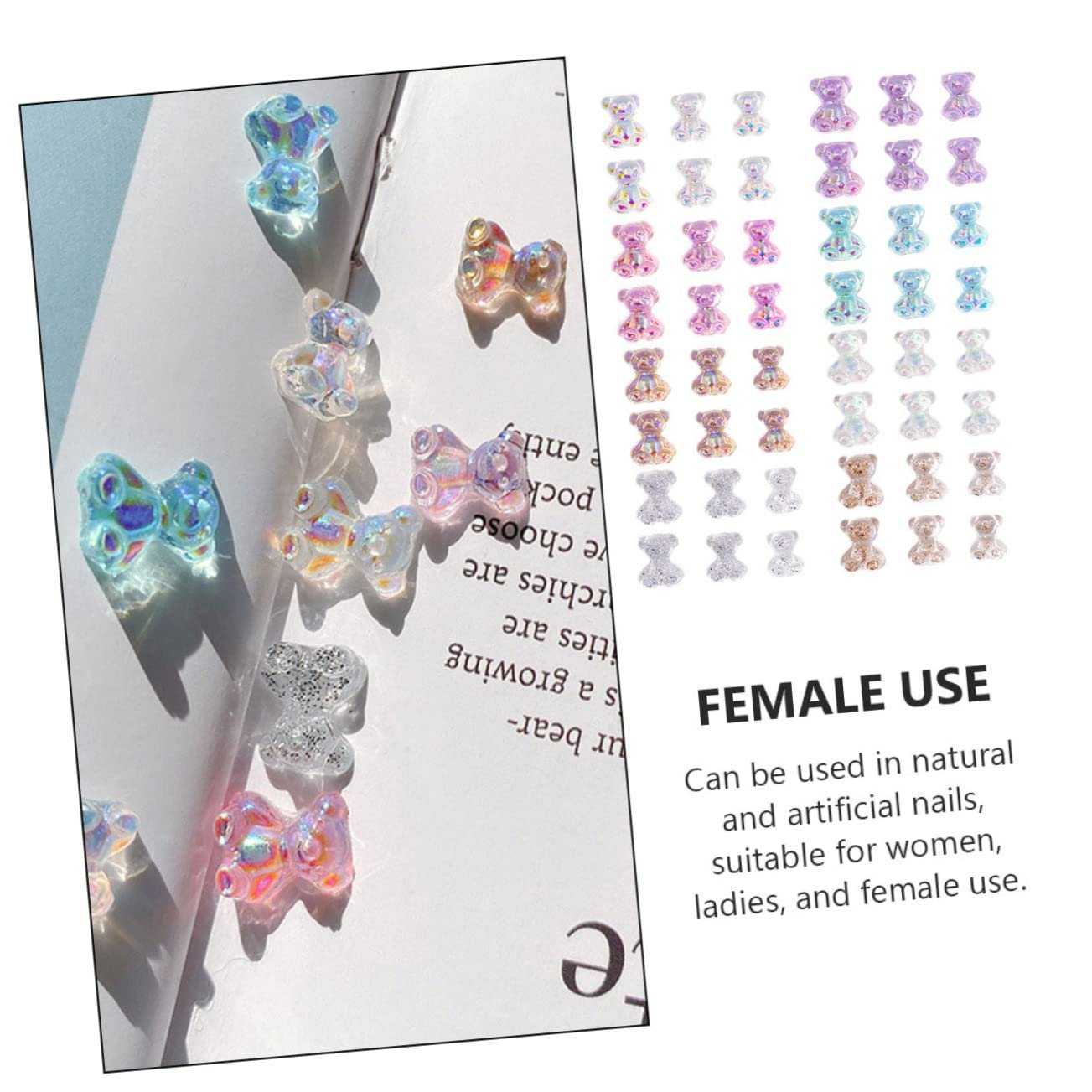 Декор для манікюру Ведмідь PLAFOPE Смола Блискітки 100 шт, фото №6