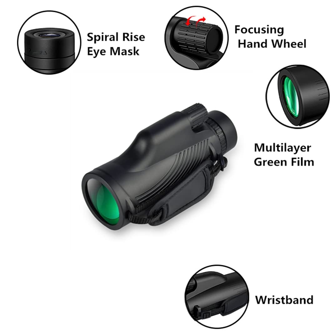 Монокуляр UWHITE 10 x 42 Мощный BAK4 Prisms & FMC Lens Компактный Водонепроницаемый для Наблюдения за Птицами и Походов с Ремешком для Руки, фото №6