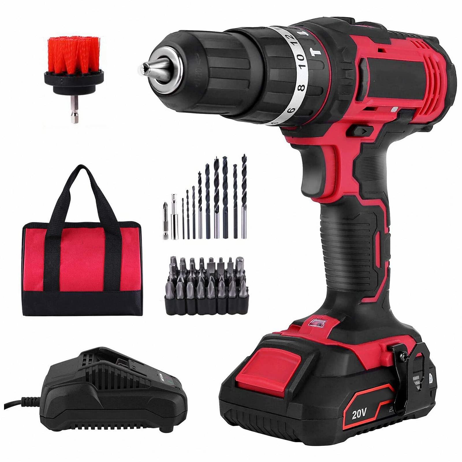 Дрель KKnoon Cordless 20 V Cordless с 1 батареей Li-Ion быстрое зарядное устройство 1H, фото №1
