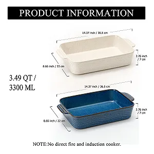 Керамическая форма для запекания Poecer 2000 мл квадратная фарфоровая с ручками Blue synthetic.ua - Фото 1