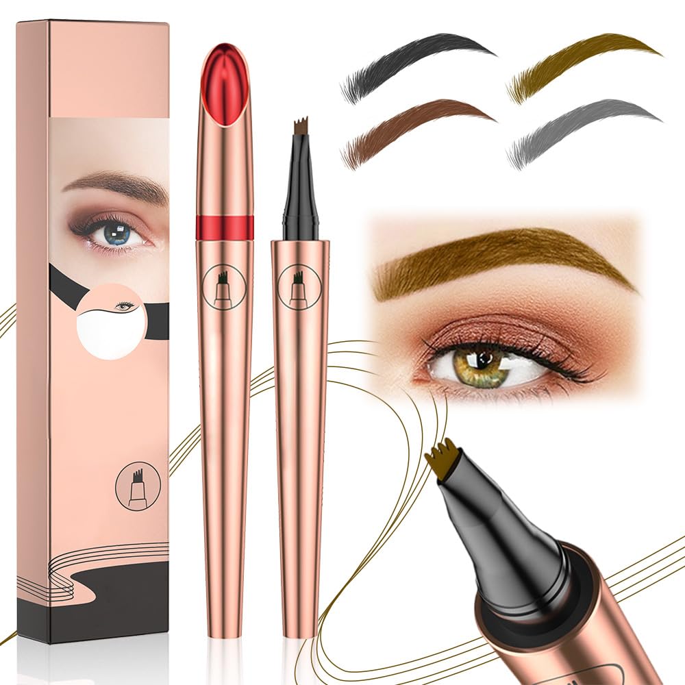 Карандаш для бровей 3D Waterproof Microblading 2 шт. 4 Fork Tips Tattoo Pen 3D Brow Pencil Micro Eyebrow Long-Lasting Waterproof (Коричневый), фото №1