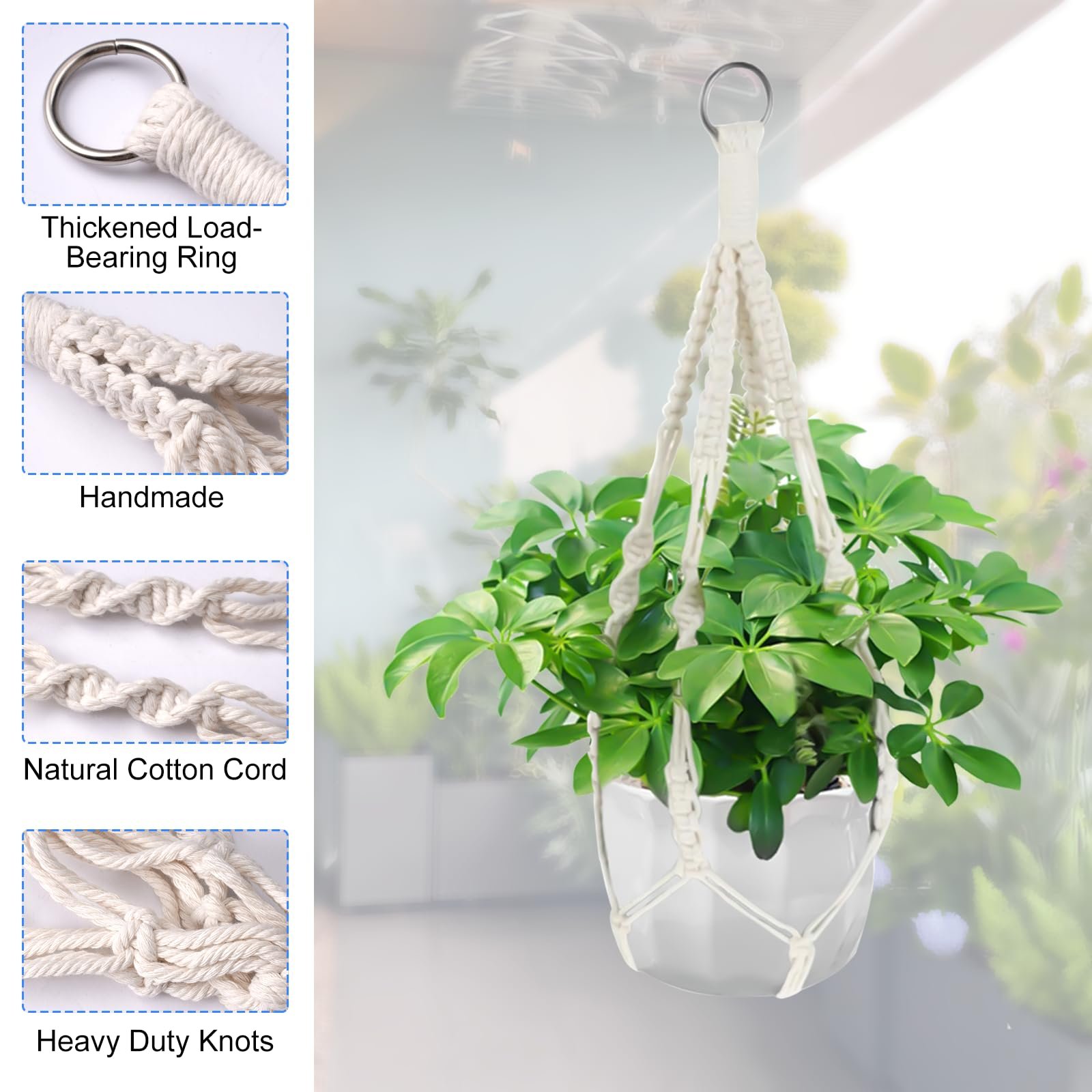 Підвісні кошики Тримачі для рослин макраме 2 шт. 50 см, фото №3 Підвісні кошики Тримачі для рослин макраме 2 шт. 50 см, фото №3