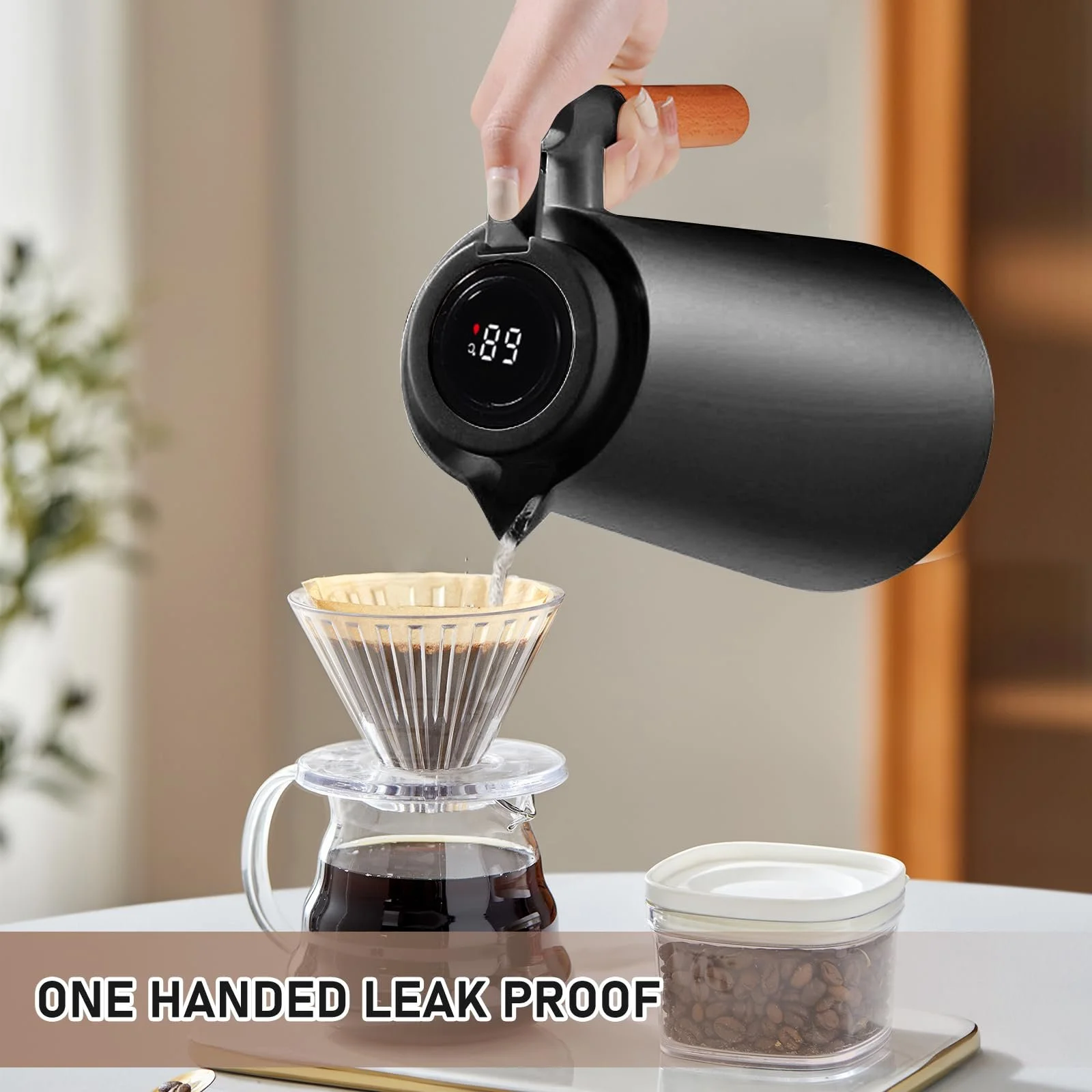 Термос-кавник 1 Літр Ізольований Кавник Термос з Дисплеєм Температури, фото №4