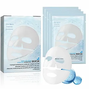 Маска Коллагеновая для Лица (4 шт.) Увлажняющая Ночная, Эффективная Антивозрастная Лифтинг-Маска для Всех Типов Кожи, Сужение Пор, Повышение Эластичности - Фото 1