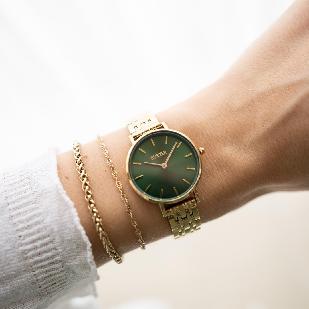 Женские часы BURKER Ruby Petite круглые, женские наручные часы из нержавеющей стали, аналоговые, кварцевые, 3 ATM водонепроницаемые - 28 мм, фото №4