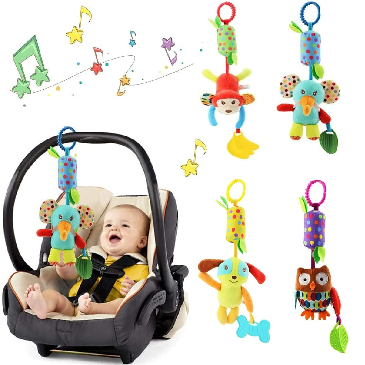 Підвісна іграшка для коляски Evance, 4 шт., Іграшка-брязкальце, для коляски, фото №3