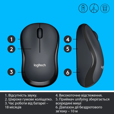 Мышка Logitech M220 Silent Grey (910-004878), фото №6 Мышка Logitech M220 Silent Grey (910-004878), фото №6