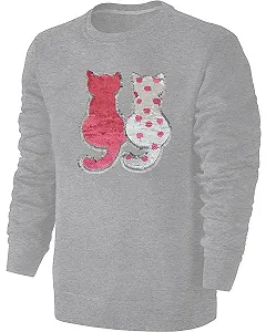 Світшот Blackshirt Company Змінювані Блискітки Кішка для Дівчат Сірий synthetic.ua - Фото 1