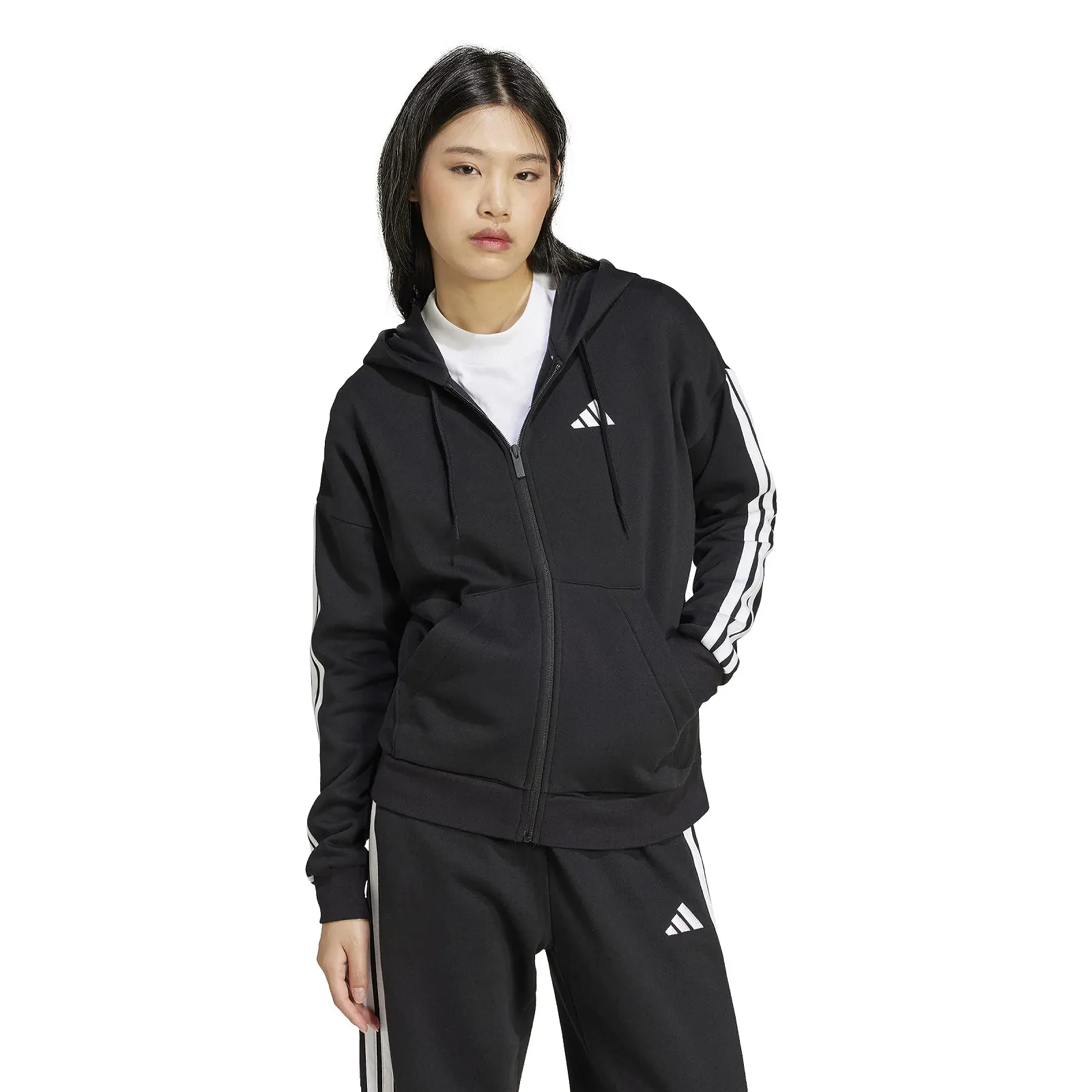 Женская Толстовка adidas Essentials 3-Stripes Full-Zip Fleece Худи, фото №4