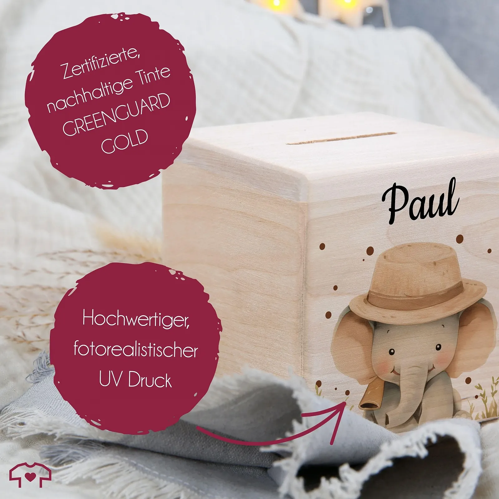 Скарбничка дерев'яна Safari Слон, фото №5