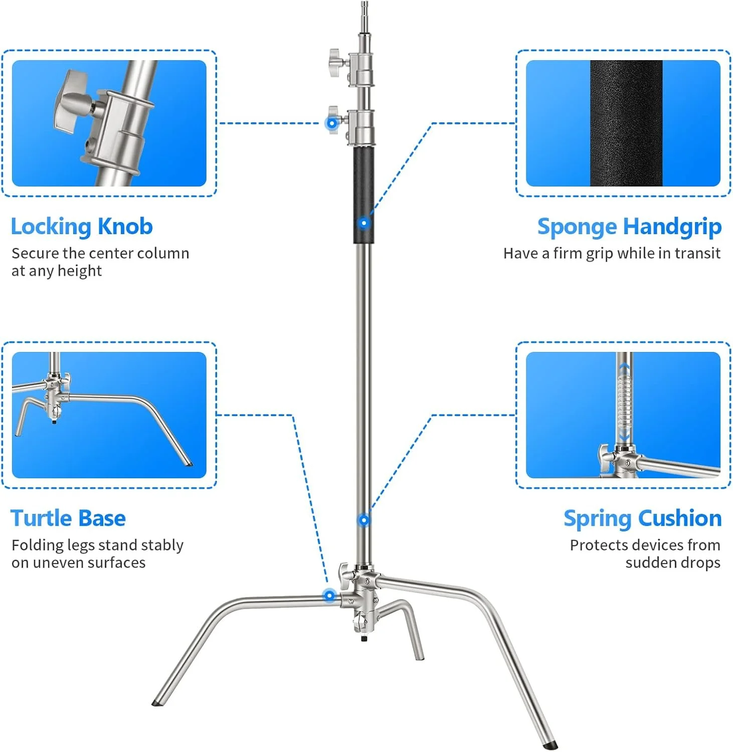 Штатив для студійного світла/софтбоксу NEEWER Pro ST-C-CB Срібний, фото №7 Штатив для студійного світла/софтбоксу NEEWER Pro ST-C-CB Срібний, фото №7