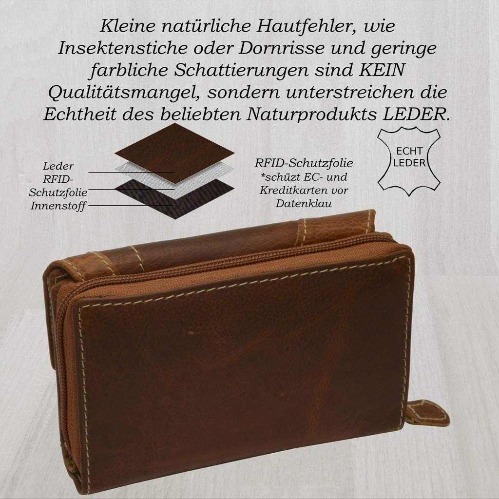 Кошелек Женский Flevado из гладкой кожи Коричневый RFID защита, коричневый, современный, фото №4
