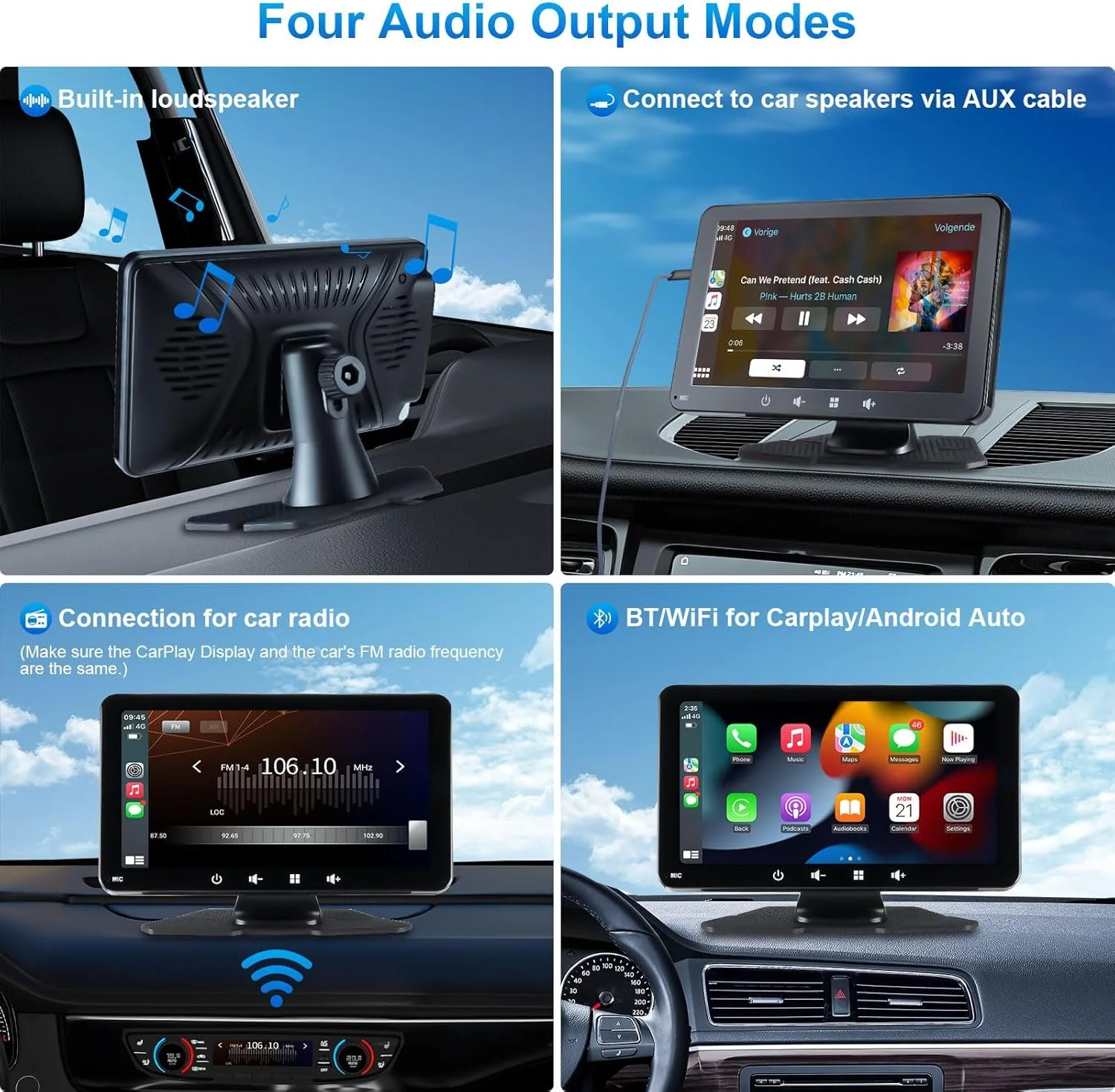 Автомагнітола Woibugee / 7" / Сенсорна / Apple CarPlay / Android Auto / Bluetooth / WI-FI / USB / AUX / TF slot, фото №3