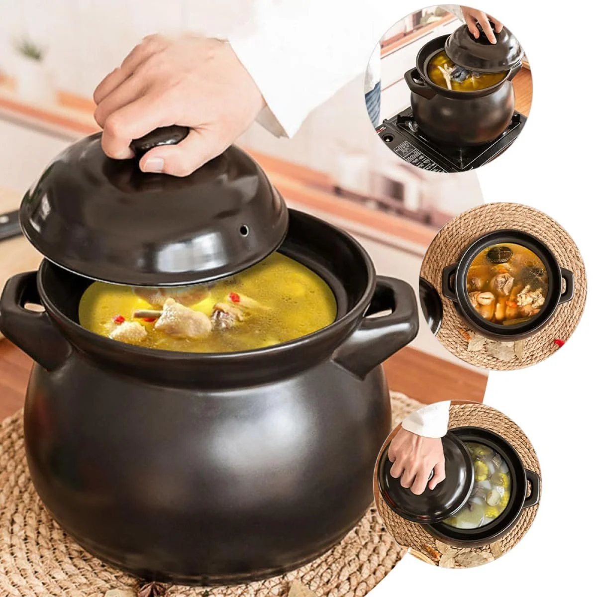 Мини-кастрюля VANZACK Керамическая Термостойкая Черный для риса и детского питания, фото №3 Мини-кастрюля VANZACK Керамическая Термостойкая Черный для риса и детского питания, фото №3