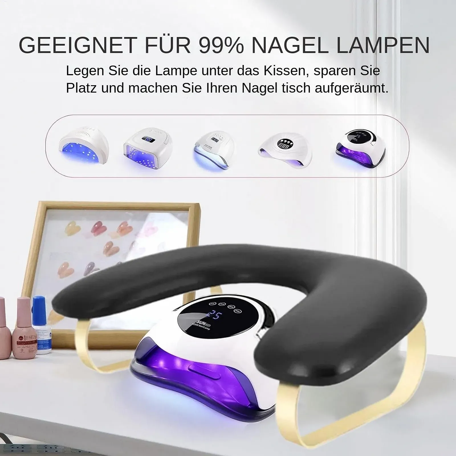 Підставка для рук манікюрна U-подібна, Подушка з PU шкіри, фото №3