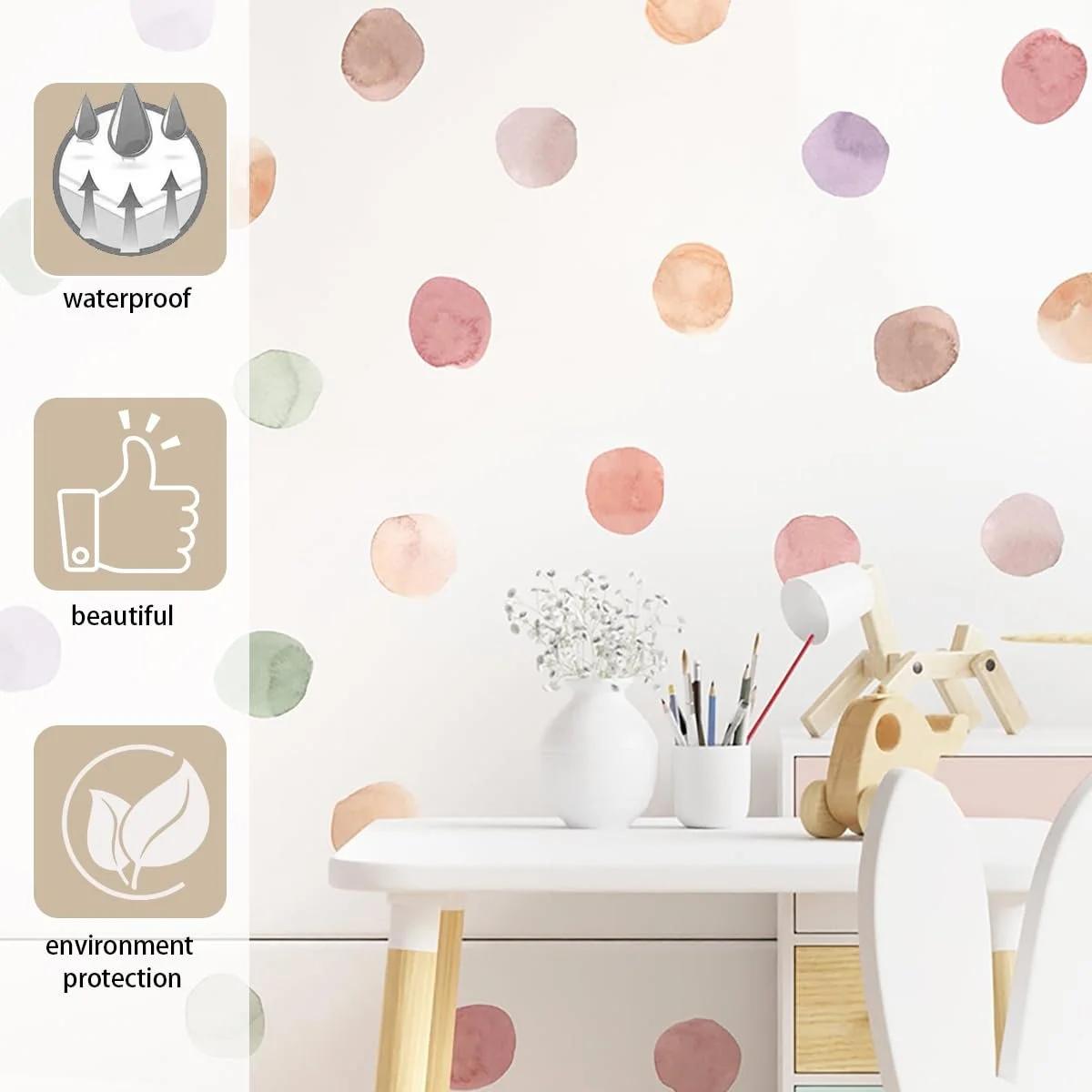 Наклейки на стіну Акварельні точки ПВХ кольорові, фото №3 Наклейки на стіну Акварельні точки ПВХ кольорові, фото №3