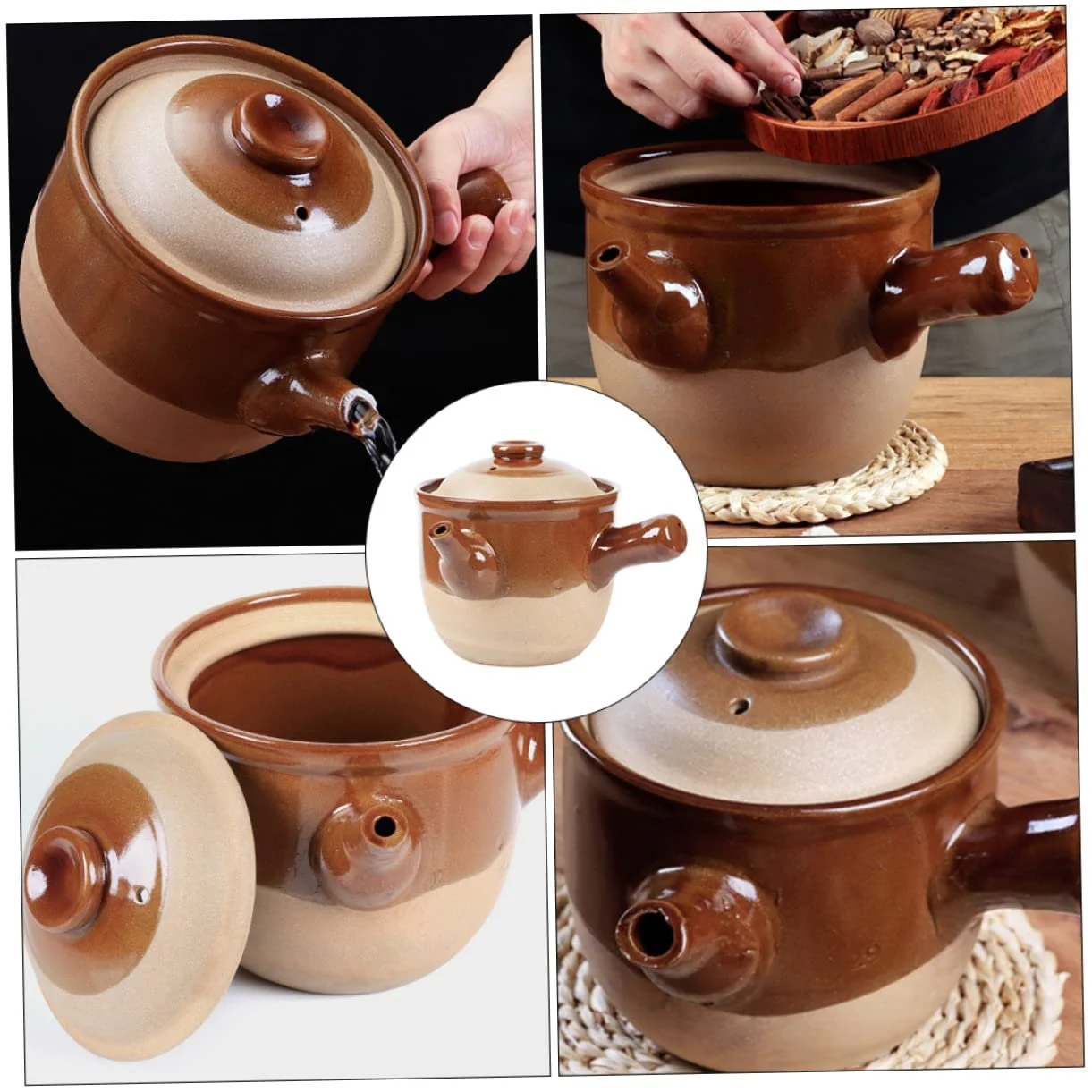 Керамічний Ківш сотейник Sosoport Vintage Medicinal Herb Pot антипригарний вінтажний Термостійкий, фото №5