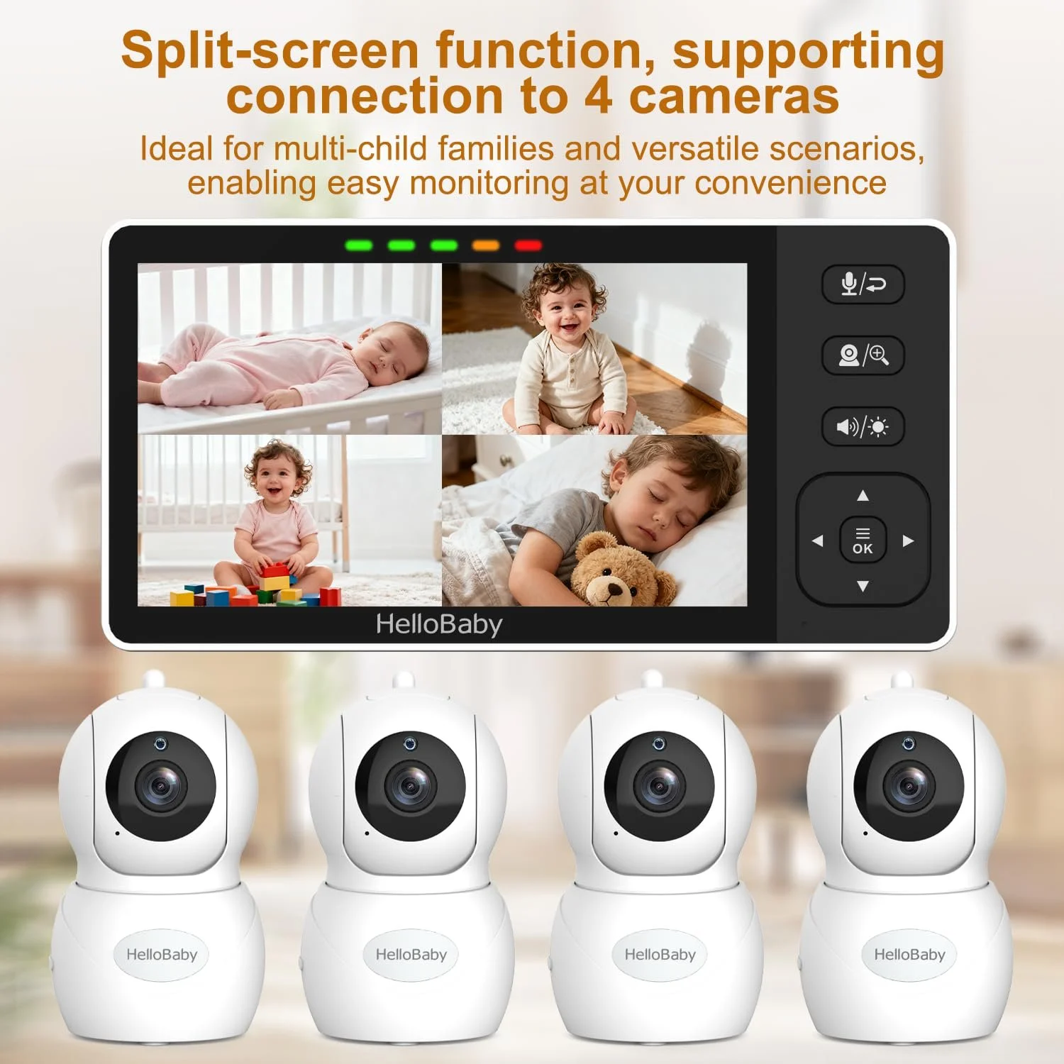 Відеоняня HelloBaby 5.5" 720P 320° Pan 120° Tilt 4000 мАг нічне бачення, фото №7