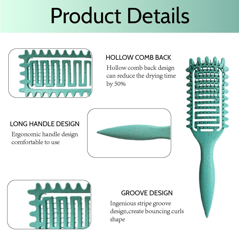 Щітка для укладання волосся з щетиною кабана Define Styling Brush Зелена, фото №3