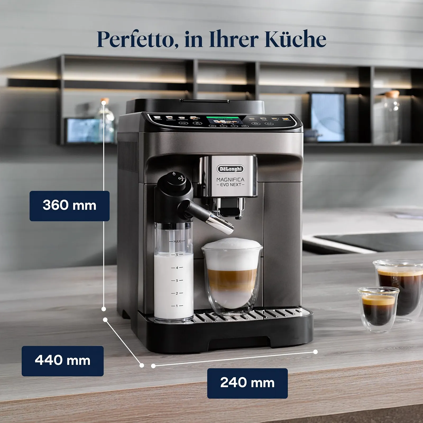 Кавомашина автоматична De'Longhi Magnifica Evo Next ECAM312.80.TB 13 напоїв (Капучино, Еспресо, Латте Мак’ято), кольоровий TFT-дисплей 2,4 дюйма, система LatteCrema, функція приготування 2 чашок, фото №8 Кавомашина автоматична De'Longhi Magnifica Evo Next ECAM312.80.TB 13 напоїв (Капучино, Еспресо, Латте Мак’ято), кольоровий TFT-дисплей 2,4 дюйма, система LatteCrema, функція приготування 2 чашок, фото №8