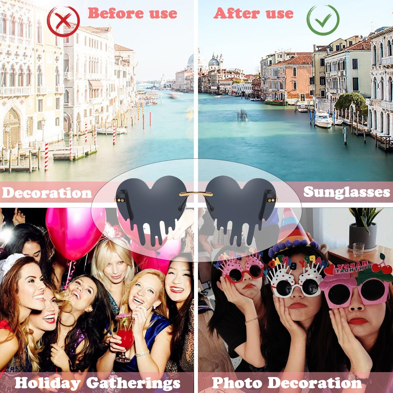 Солнцезащитные очки Mohito Винтаж Сердце Без оправы Ретро, 3 шт., фото №4 Солнцезащитные очки Mohito Винтаж Сердце Без оправы Ретро, 3 шт., фото №4