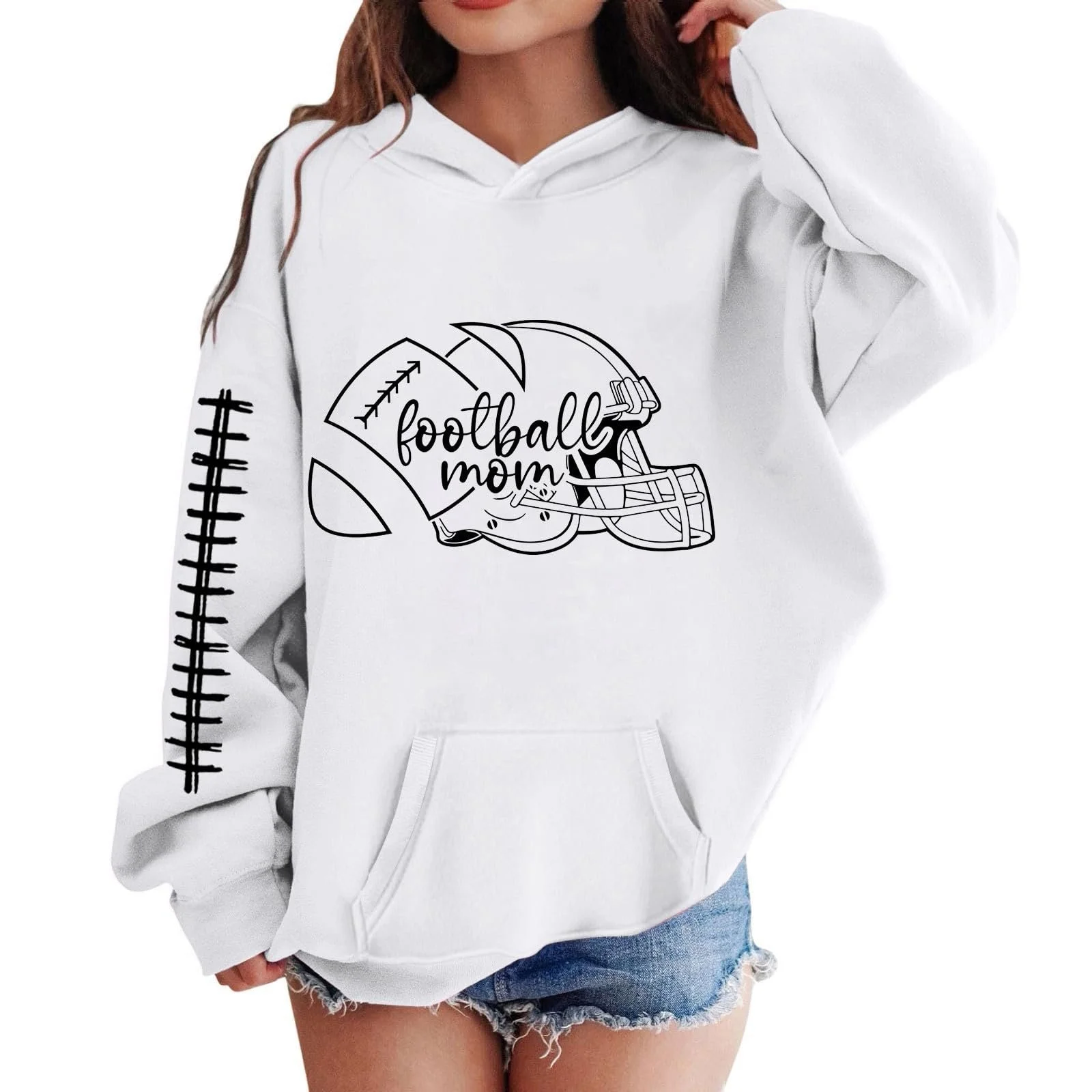 Худи для девочки с бейсбольным принтом, мягкий пуловер, для подростков, фото №1