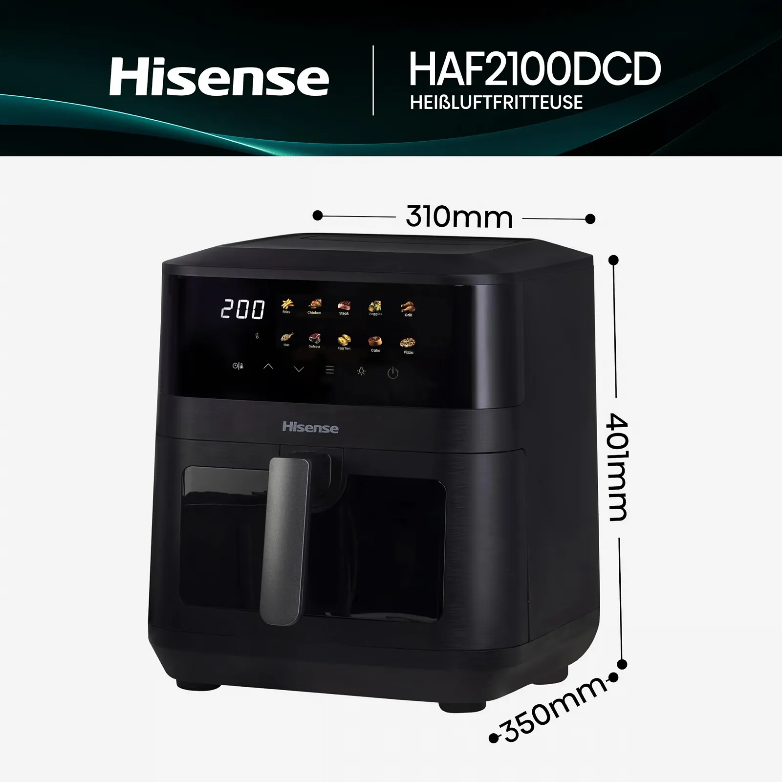 Мультипіч Hisense HAF2100DCD 2100 Вт 7.7 л 10 програм Black 40.1 x 31 x 35 см, фото №2 Мультипіч Hisense HAF2100DCD 2100 Вт 7.7 л 10 програм Black 40.1 x 31 x 35 см, фото №2