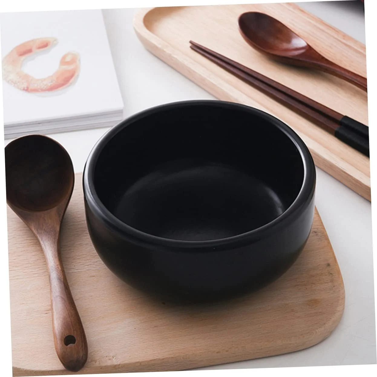 Кастрюля для запекания керамическая для бибимбапа термостойкая с глазурью 1 шт., фото №8