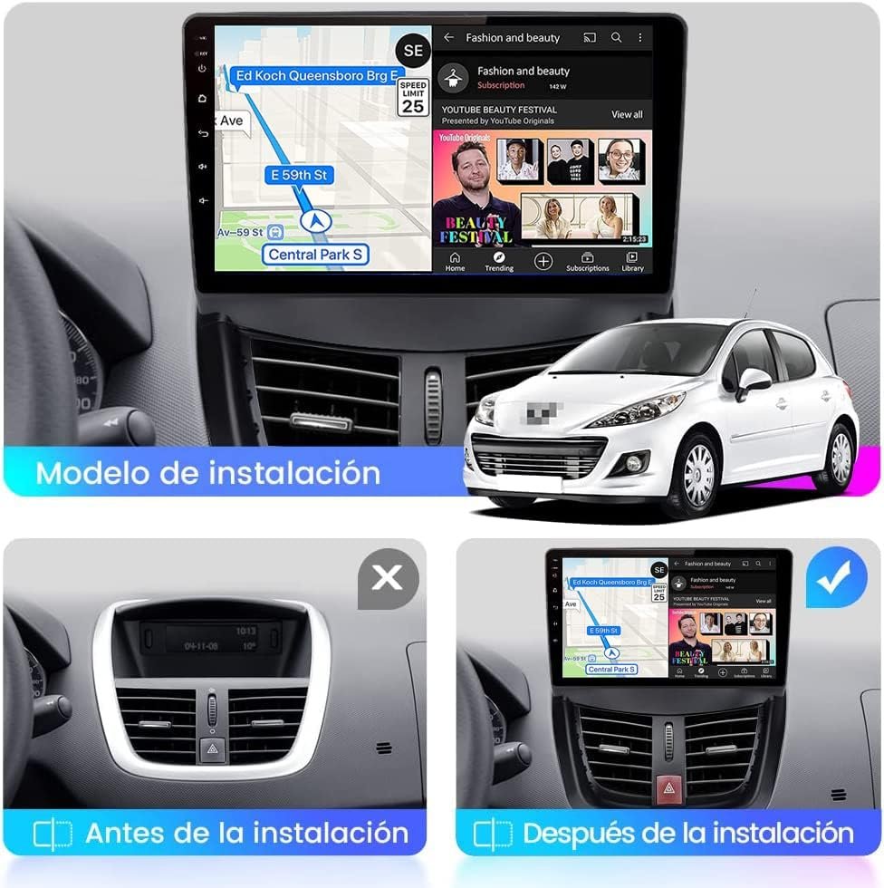 Штатная автомагнитола YUNTX для Peugeot 207 (2006-2015) / 9" / Сенсорная / 6/128Гб / Android 12 / Apple CarPlay / Android Auto / Bluetooth / WI-FI / GPS / USB, фото №2