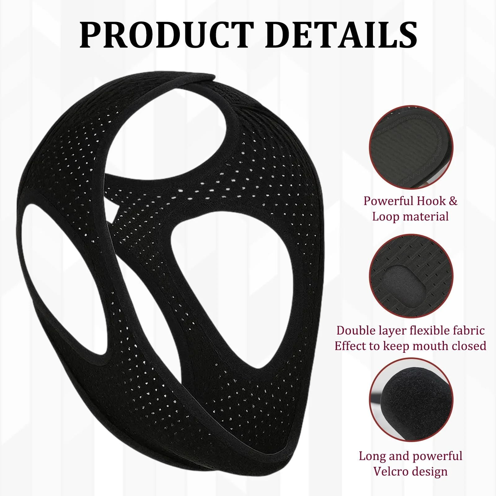 Підборідний ремінь від апное сну 2 шт. проти хропіння для кращого сну для дорослих для подорожей та дому, фото №3