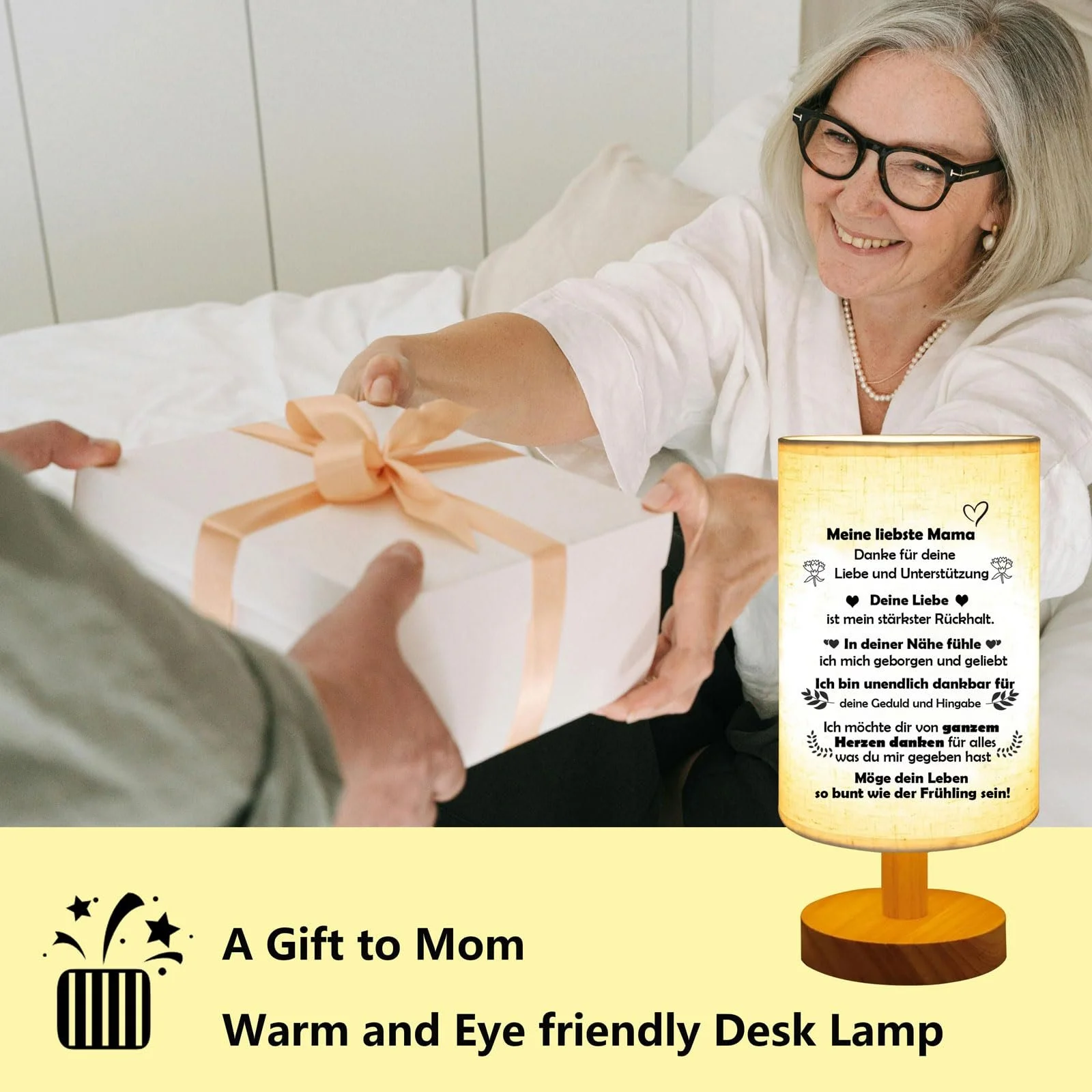 Настільна лампа Bedside Lamp with Saying Oak Base E27 60W Cotton Shade, фото №4