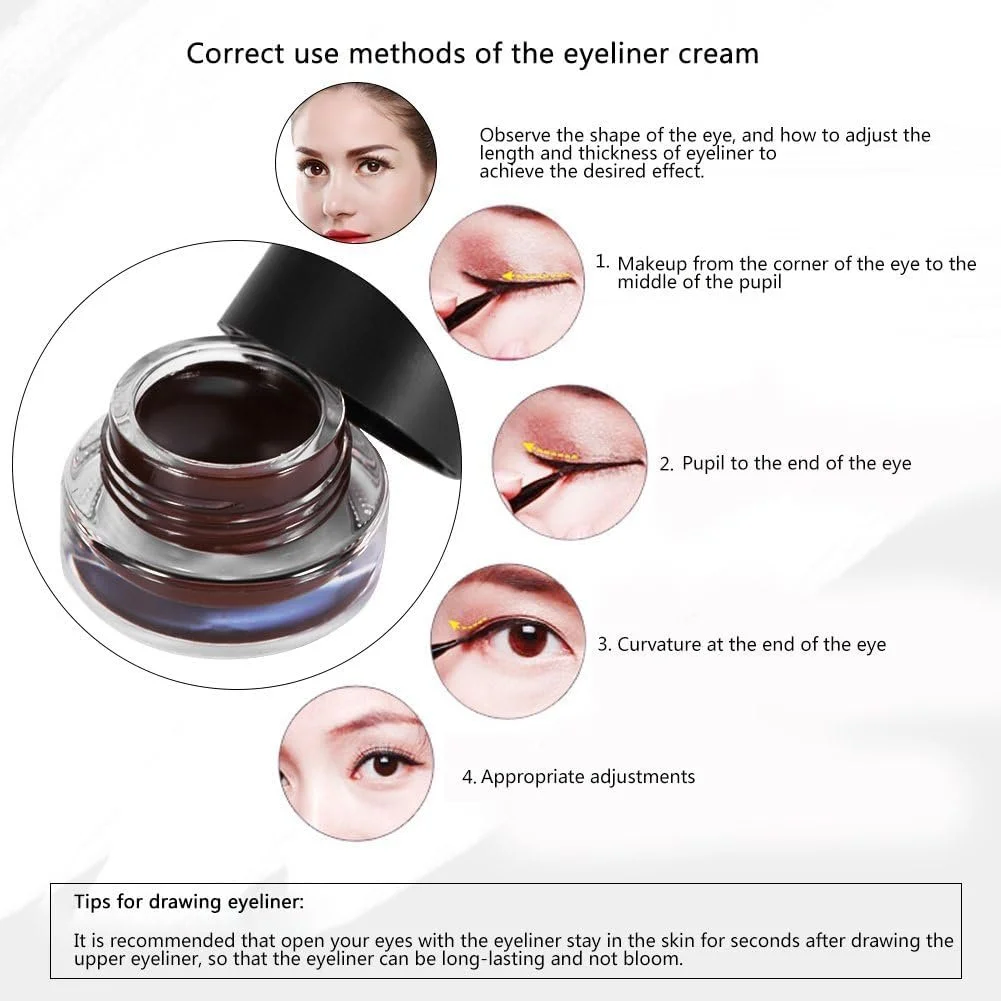 Підводка для очей Подвійна Кольорова Водостійка з 2 пензликами Чорний x 2, фото №6