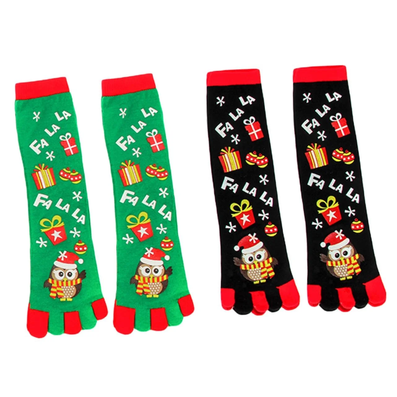 Носки с пальцами Healeved Рождественский пакет, 2 пары, Женские толстые хлопковые носки с рождественскими мультяшными мотивами, теплые дышащие носки для уютных зимних дней, фото №1