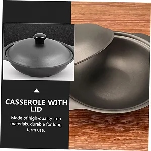 Каструля Чавунна з кришкою Термостійка для тушкування Чорний synthetic.ua - Фото 1