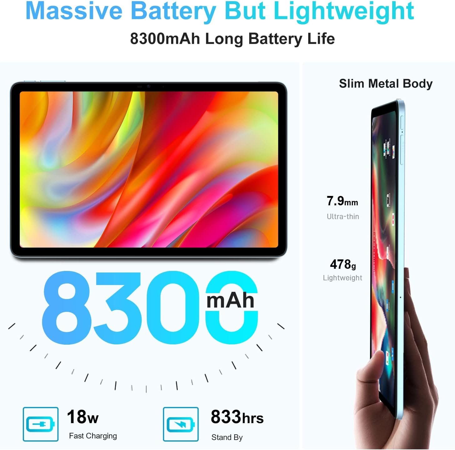 Планшет 10.4" 2K DOOGEE T20 8+7/256Gb 4G 2-SIM 8 ядер Android 12 8300 mAh Голубой, фото №6