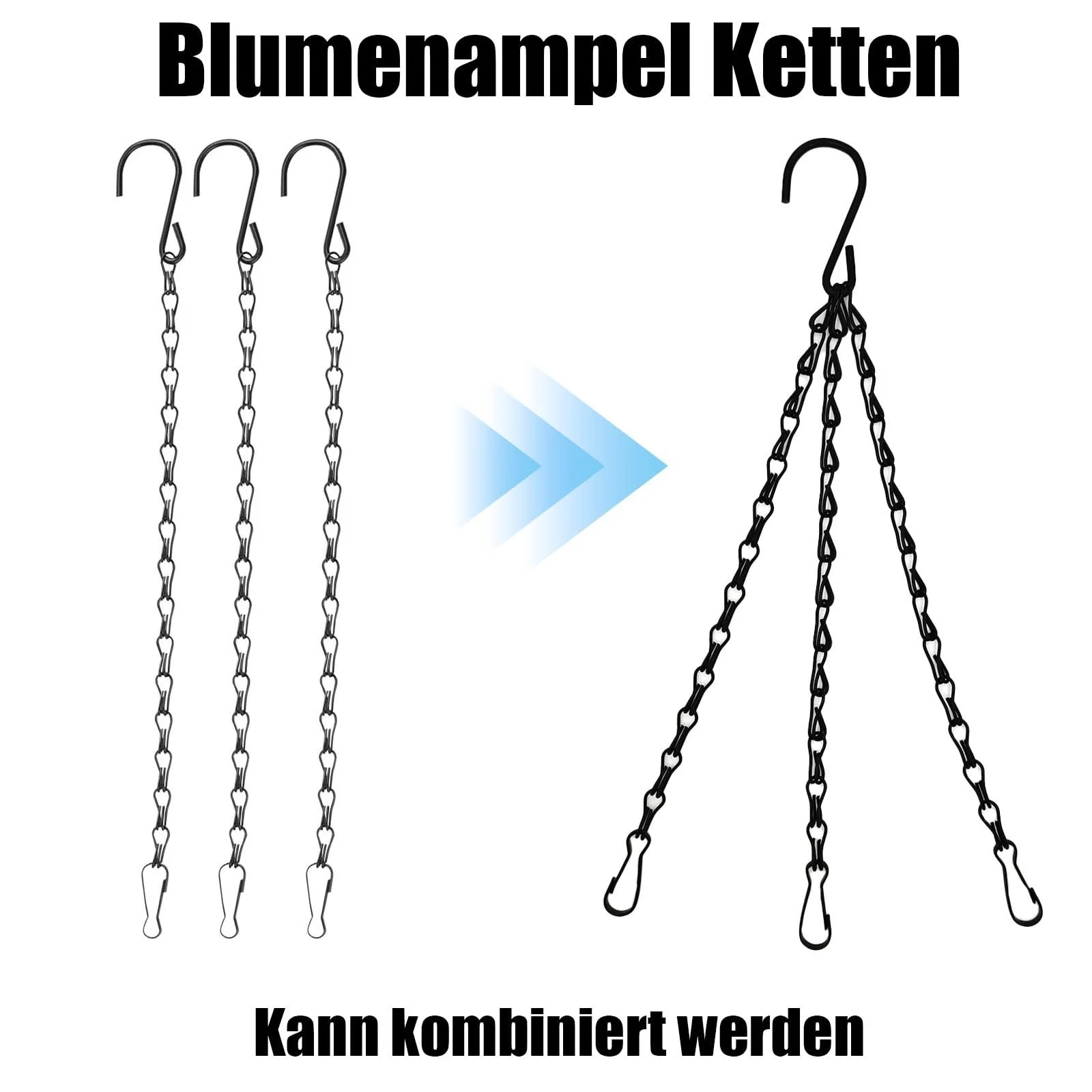 Ланцюги для підвісних кошиків Металеві 50 см Набір із 6 шт., фото №3